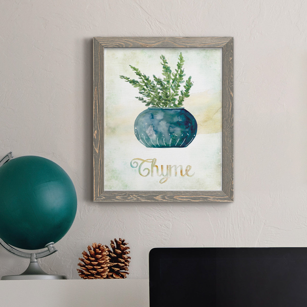 Potted Thyme - Barnwood Framed Canvas Print