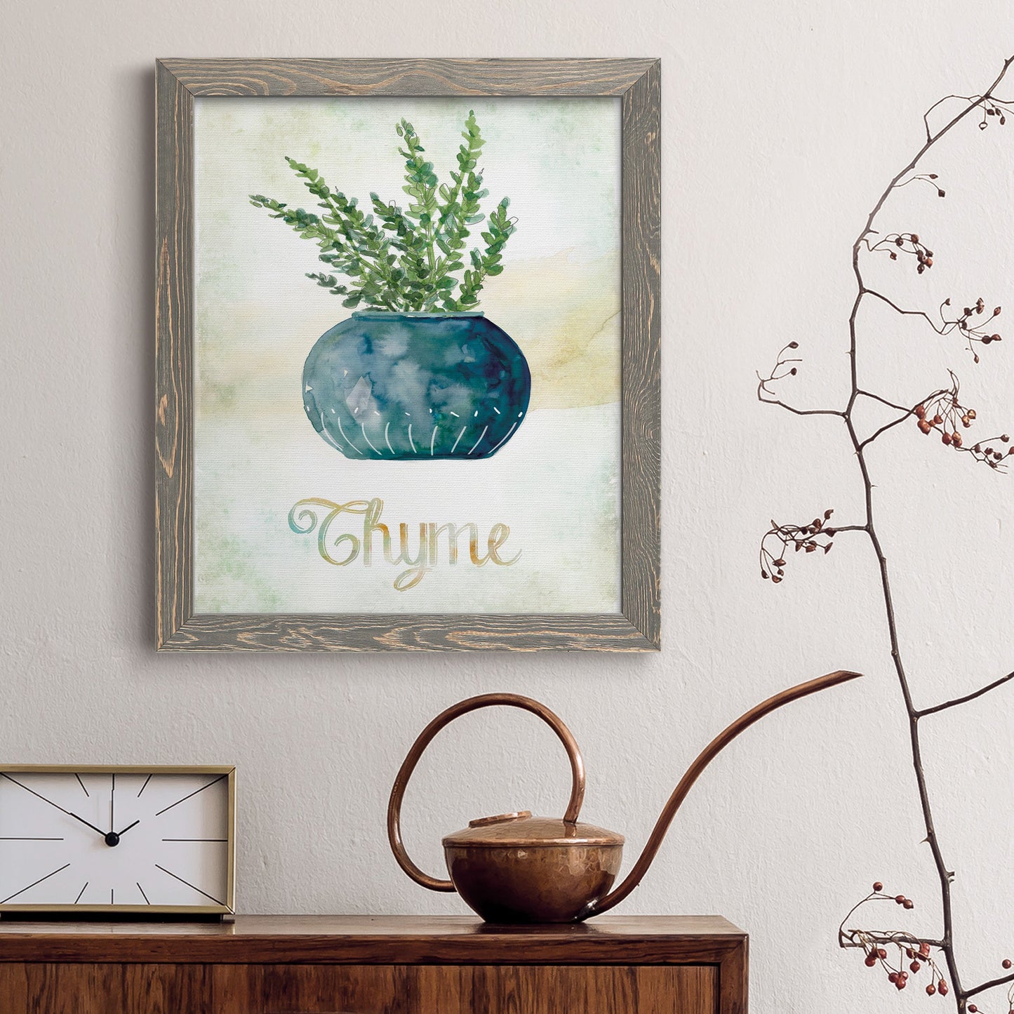 Potted Thyme - Barnwood Framed Canvas Print