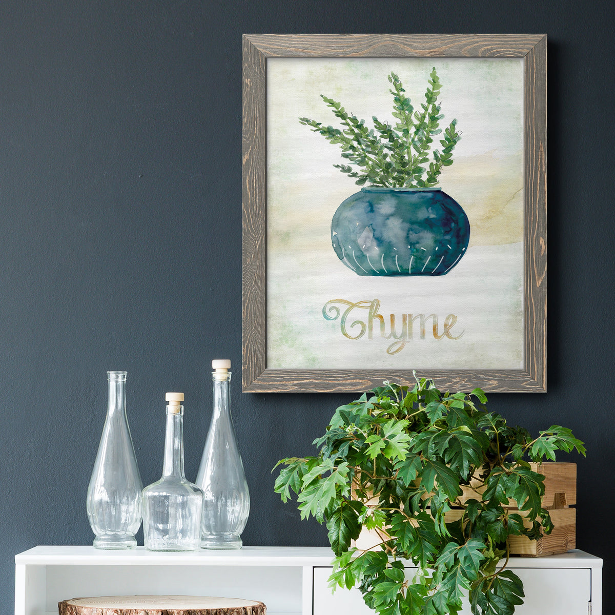 Potted Thyme - Barnwood Framed Canvas Print