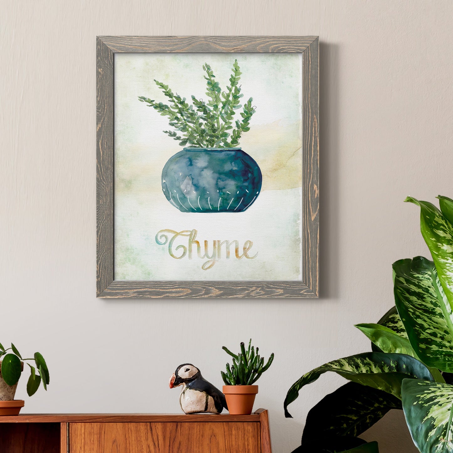 Potted Thyme - Barnwood Framed Canvas Print