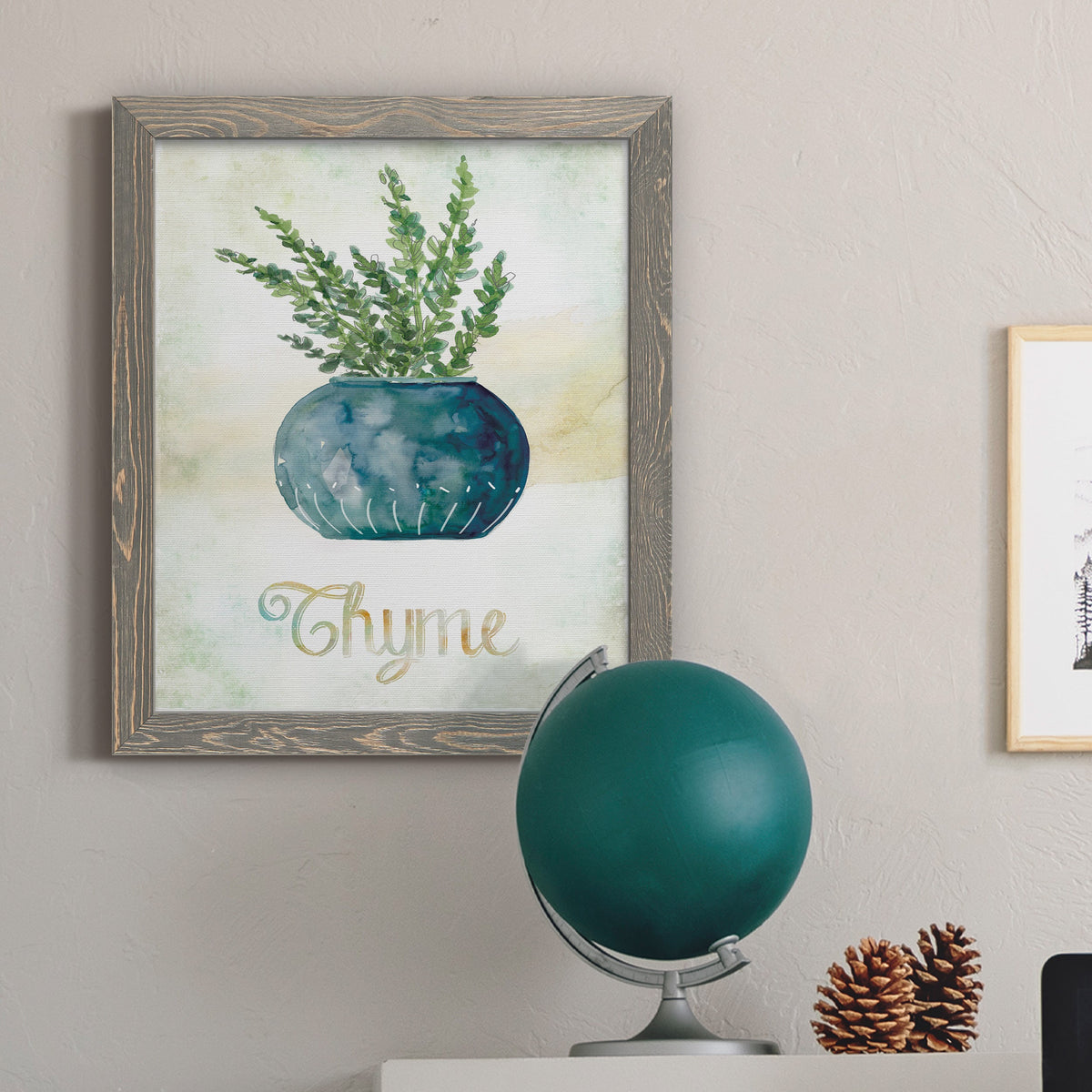 Potted Thyme - Barnwood Framed Canvas Print