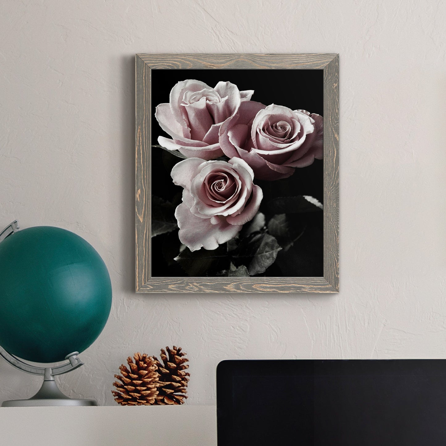 Rose Noir I - Barnwood Framed Canvas Print