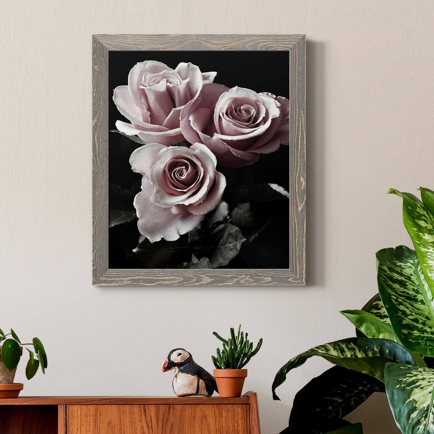 Rose Noir I - Barnwood Framed Canvas Print