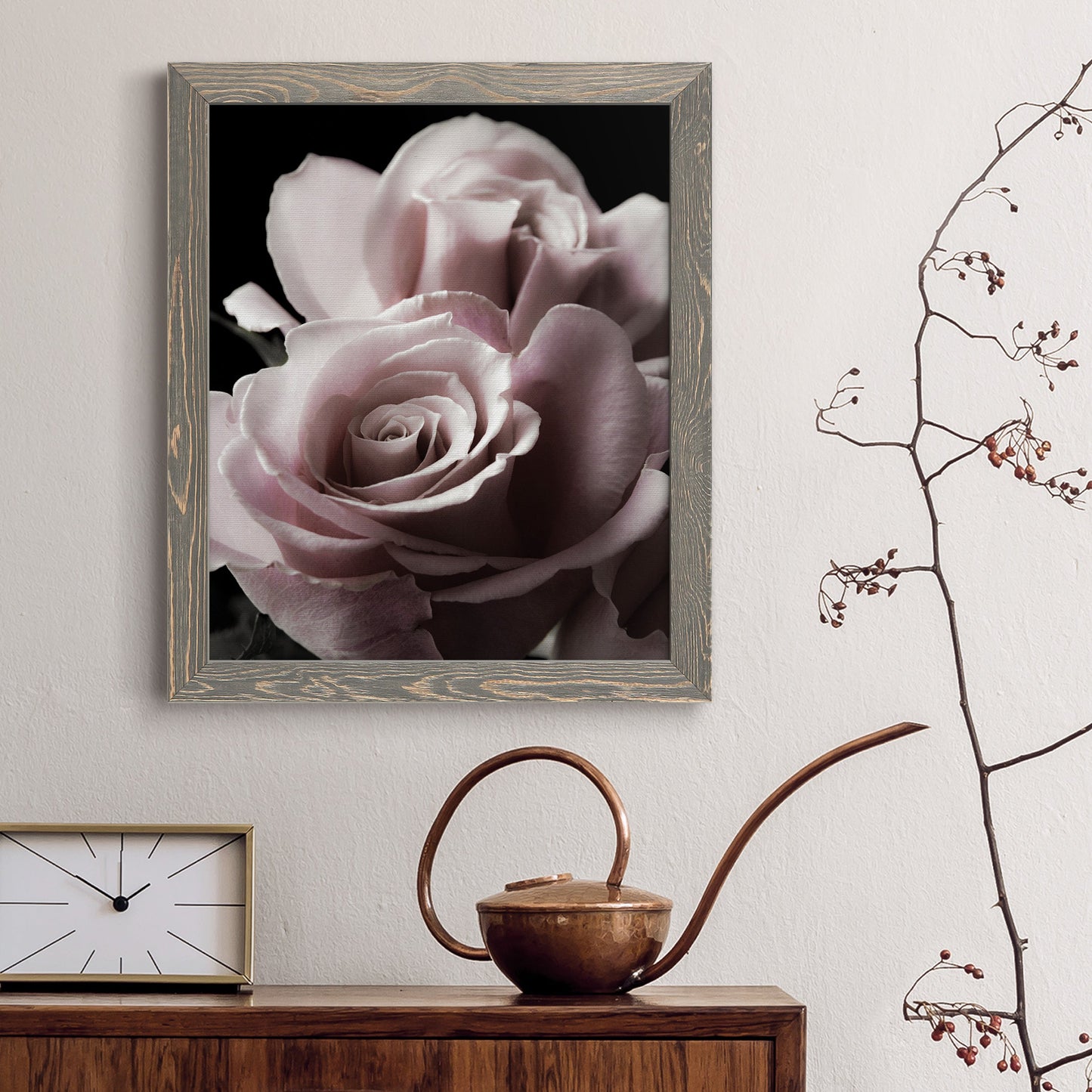 Rose Noir II - Barnwood Framed Canvas Print