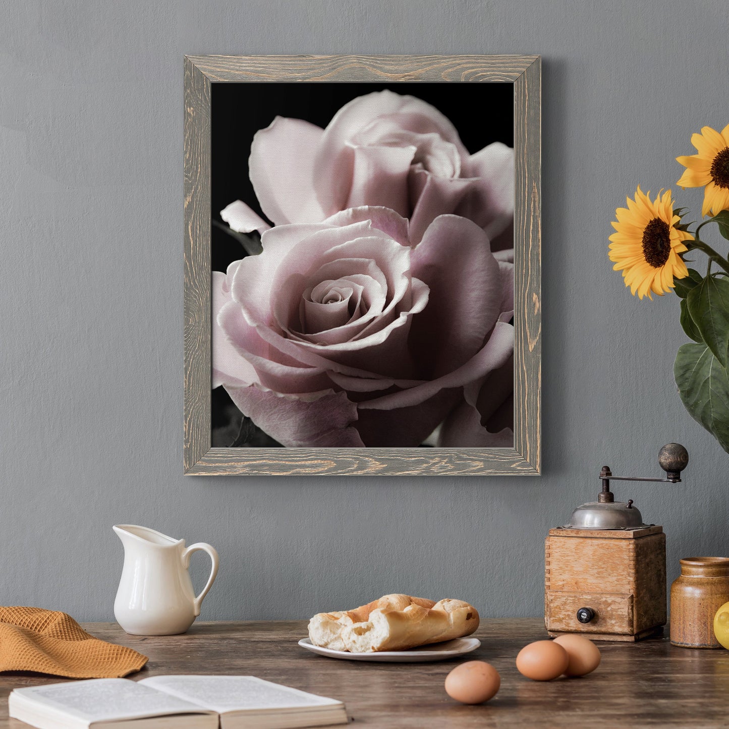 Rose Noir II - Barnwood Framed Canvas Print