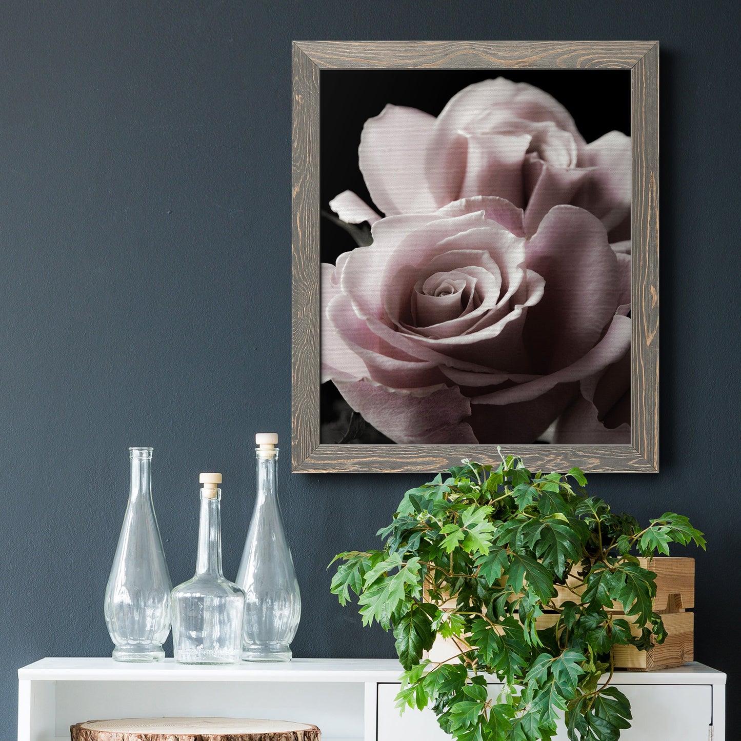 Rose Noir II - Barnwood Framed Canvas Print