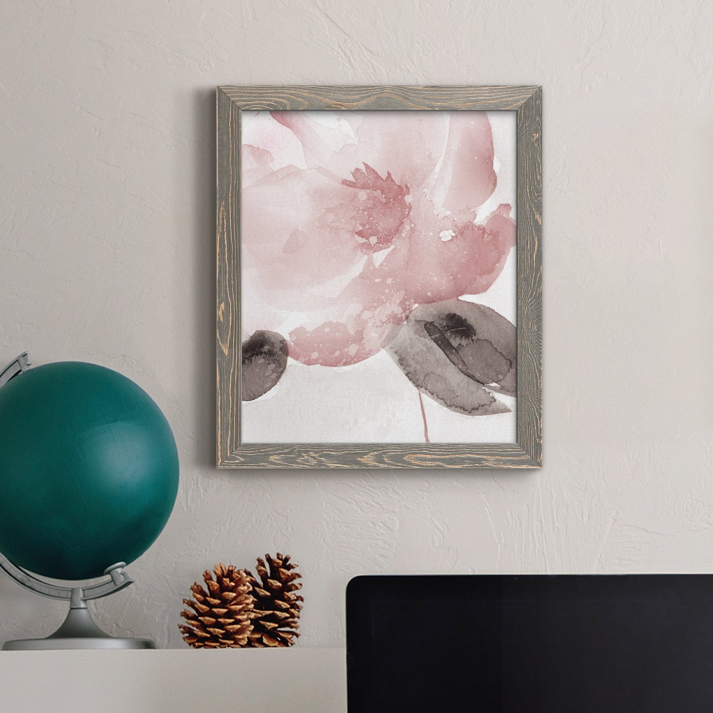 Blush Bloom I - Barnwood Framed Canvas Print
