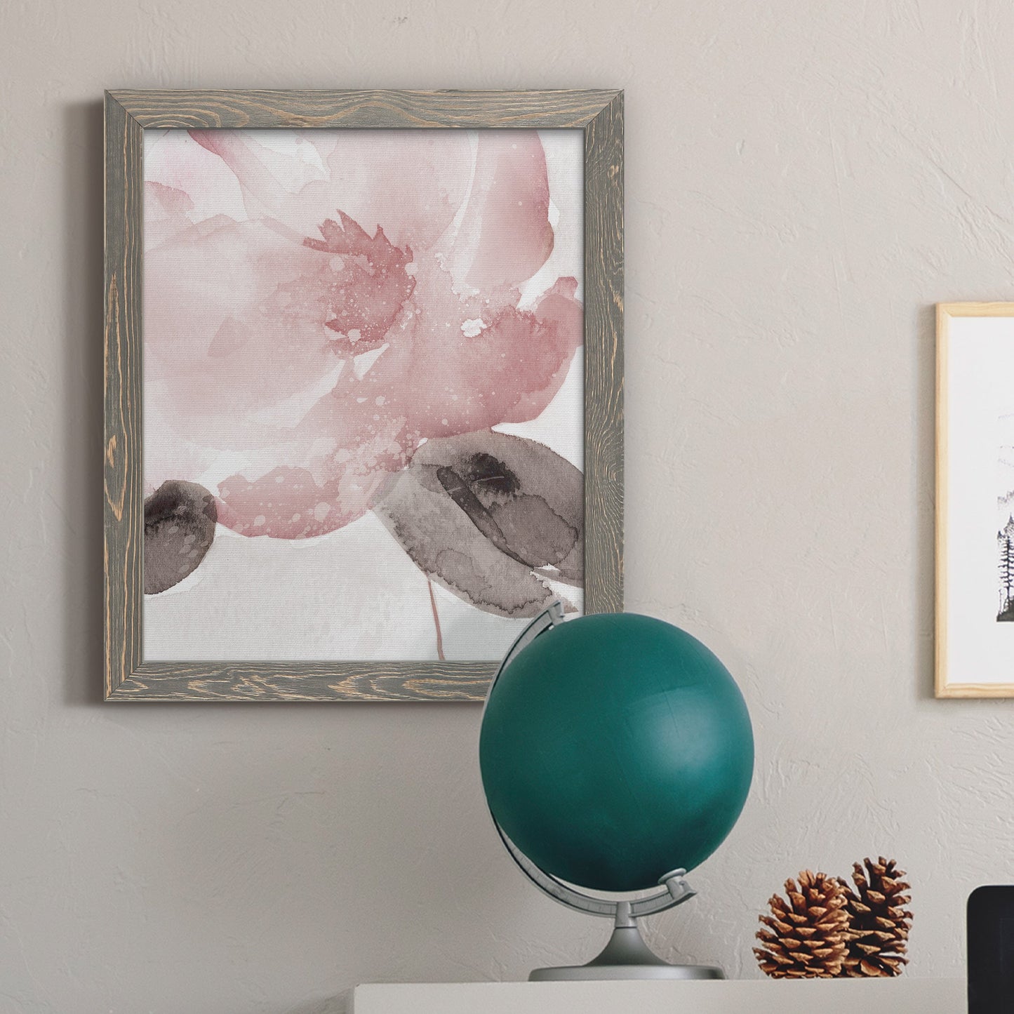 Blush Bloom I - Barnwood Framed Canvas Print