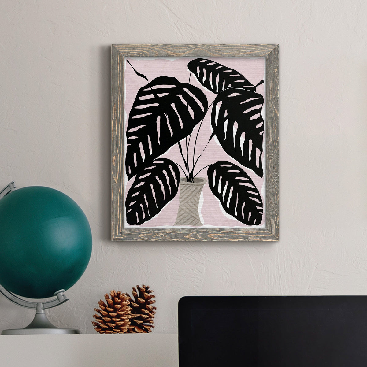 Potted Plant I - Barnwood Framed Canvas Print