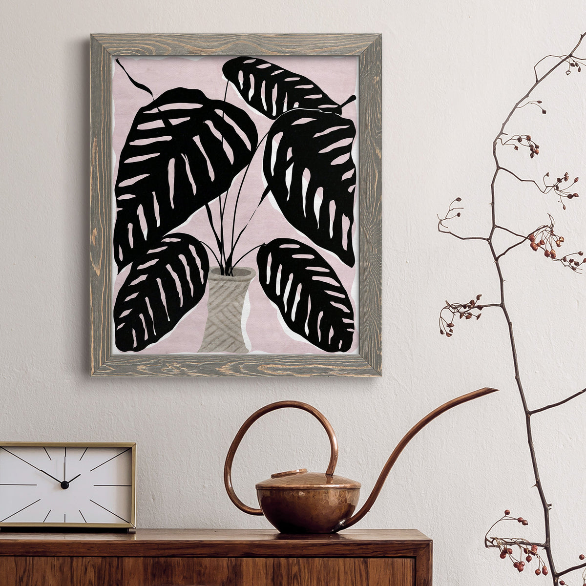 Potted Plant I - Barnwood Framed Canvas Print