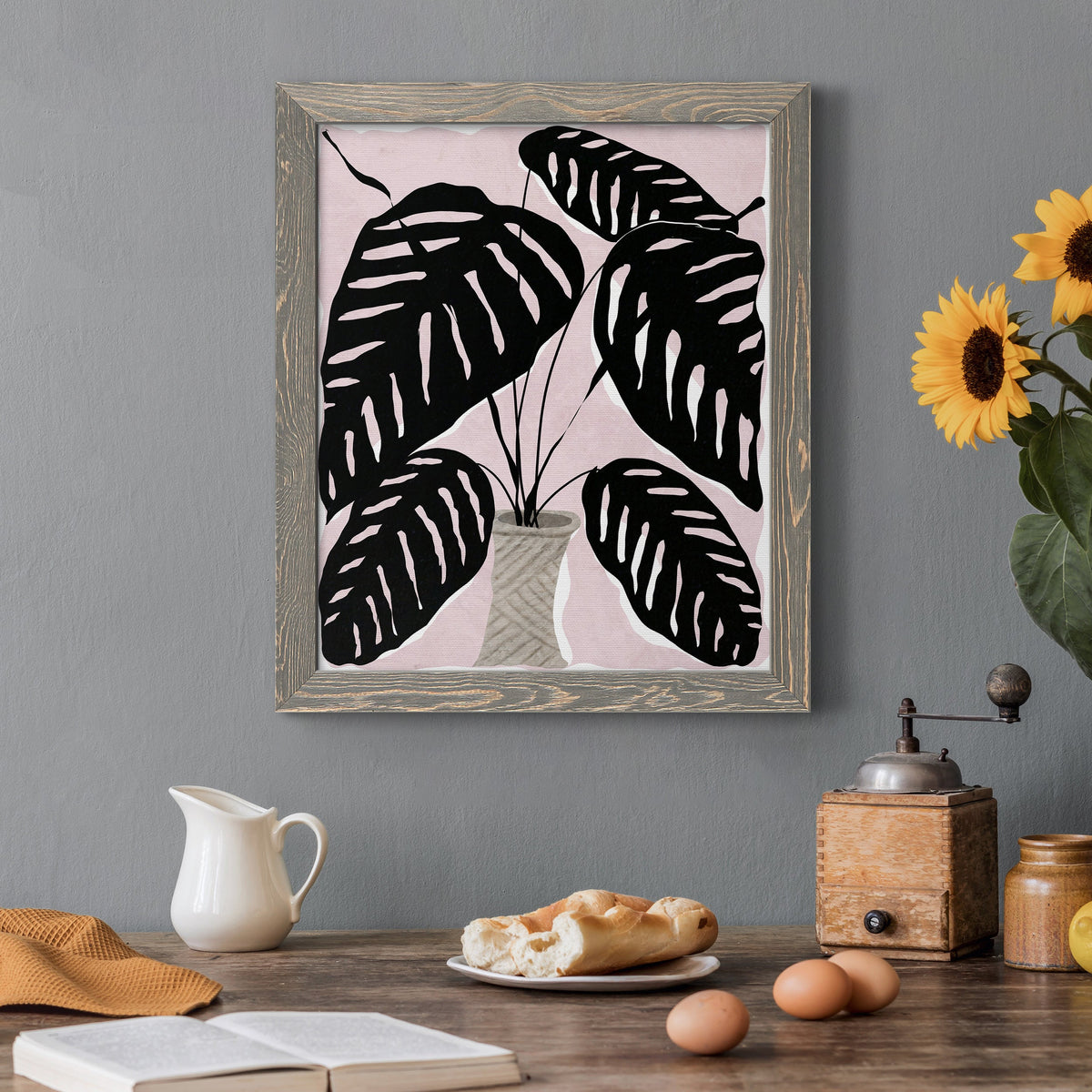Potted Plant I - Barnwood Framed Canvas Print