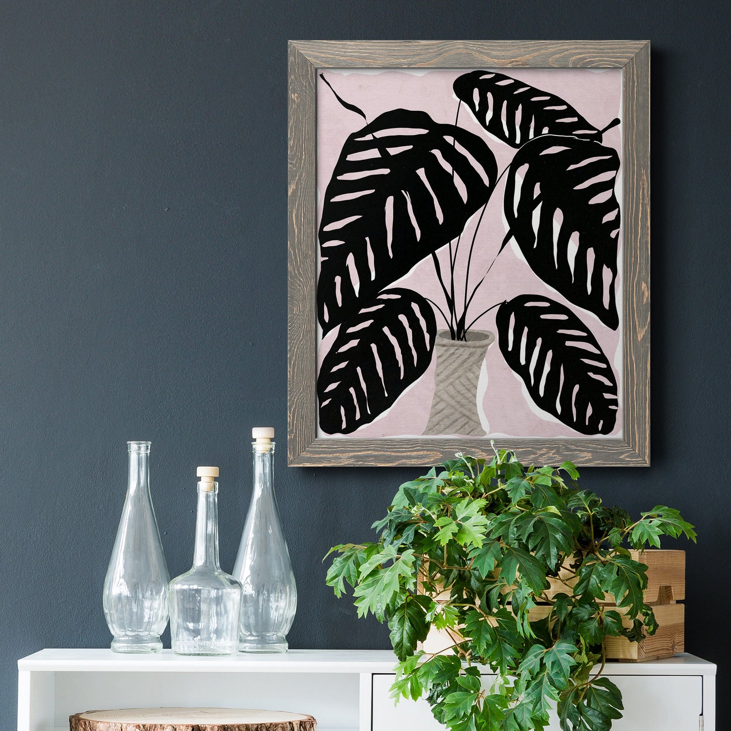 Potted Plant I - Barnwood Framed Canvas Print