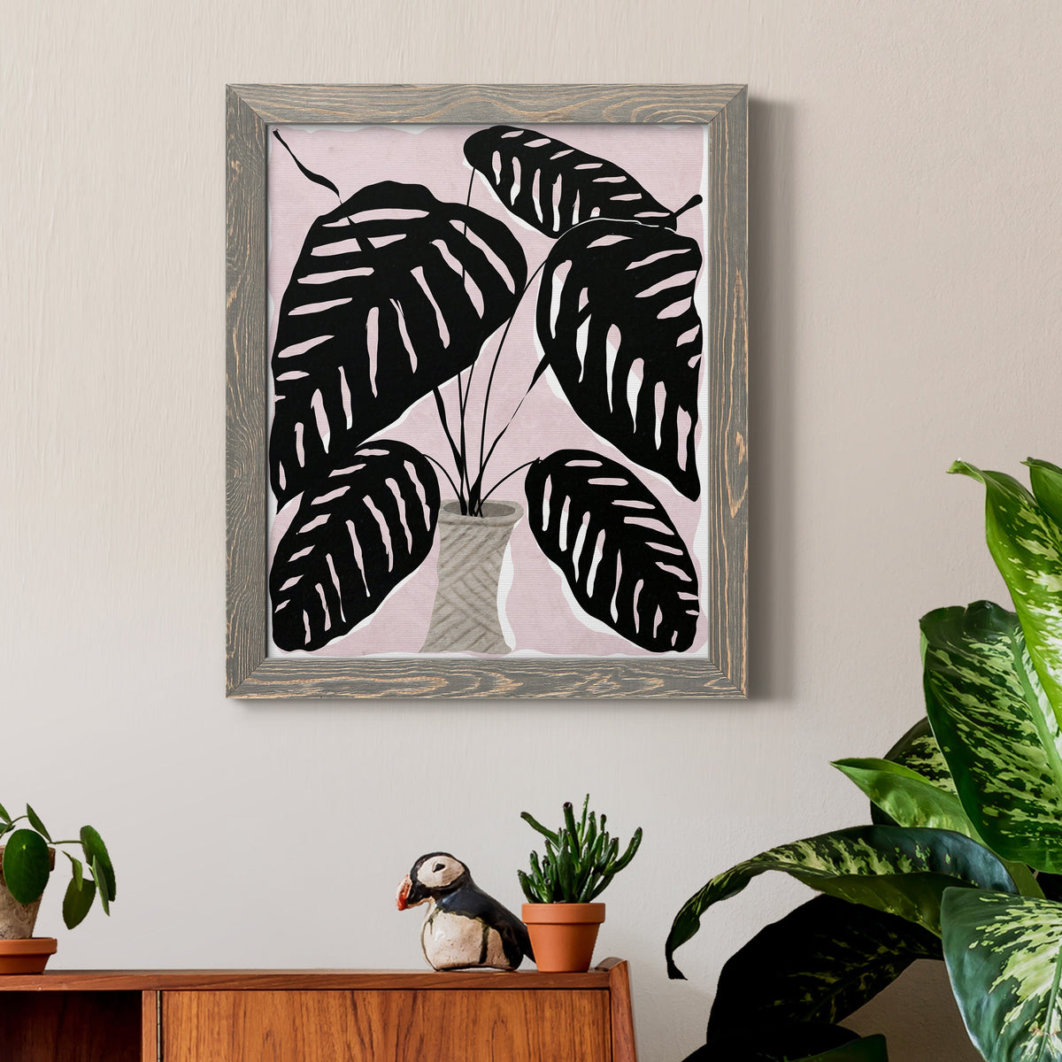 Potted Plant I - Barnwood Framed Canvas Print