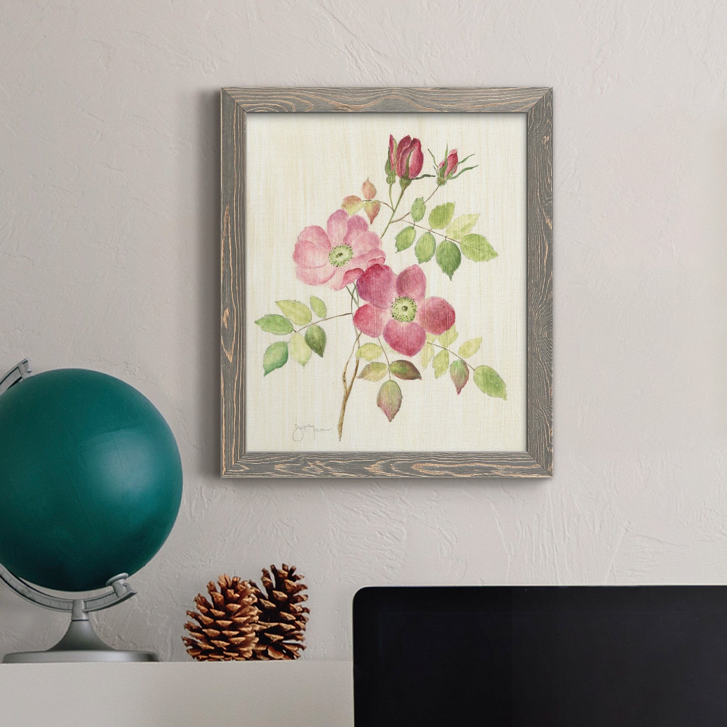 Dusty Rose I - Barnwood Framed Canvas Print