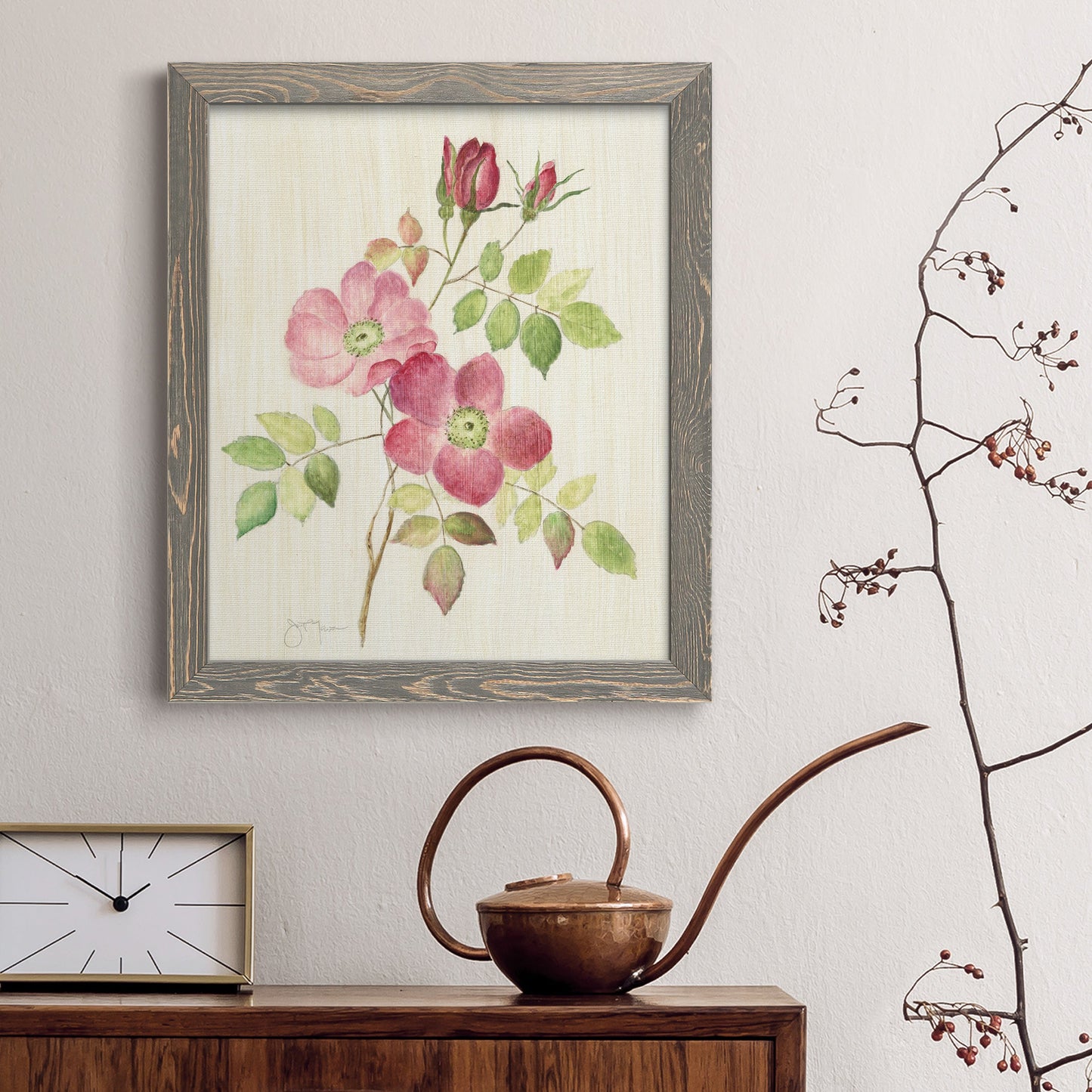 Dusty Rose I - Barnwood Framed Canvas Print