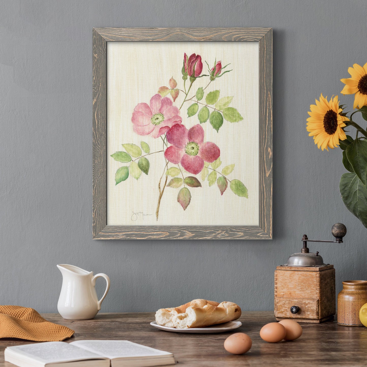 Dusty Rose I - Barnwood Framed Canvas Print