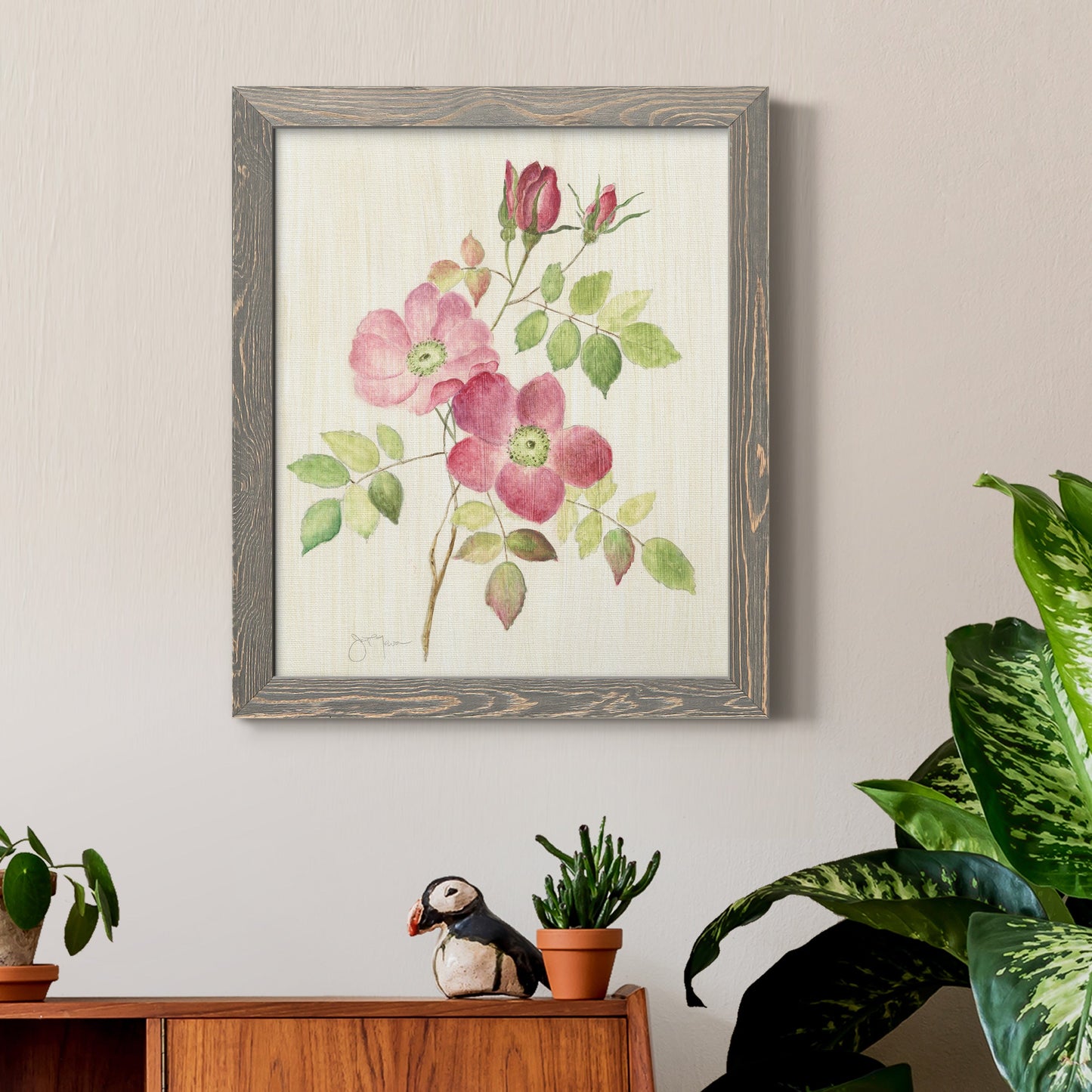 Dusty Rose I - Barnwood Framed Canvas Print