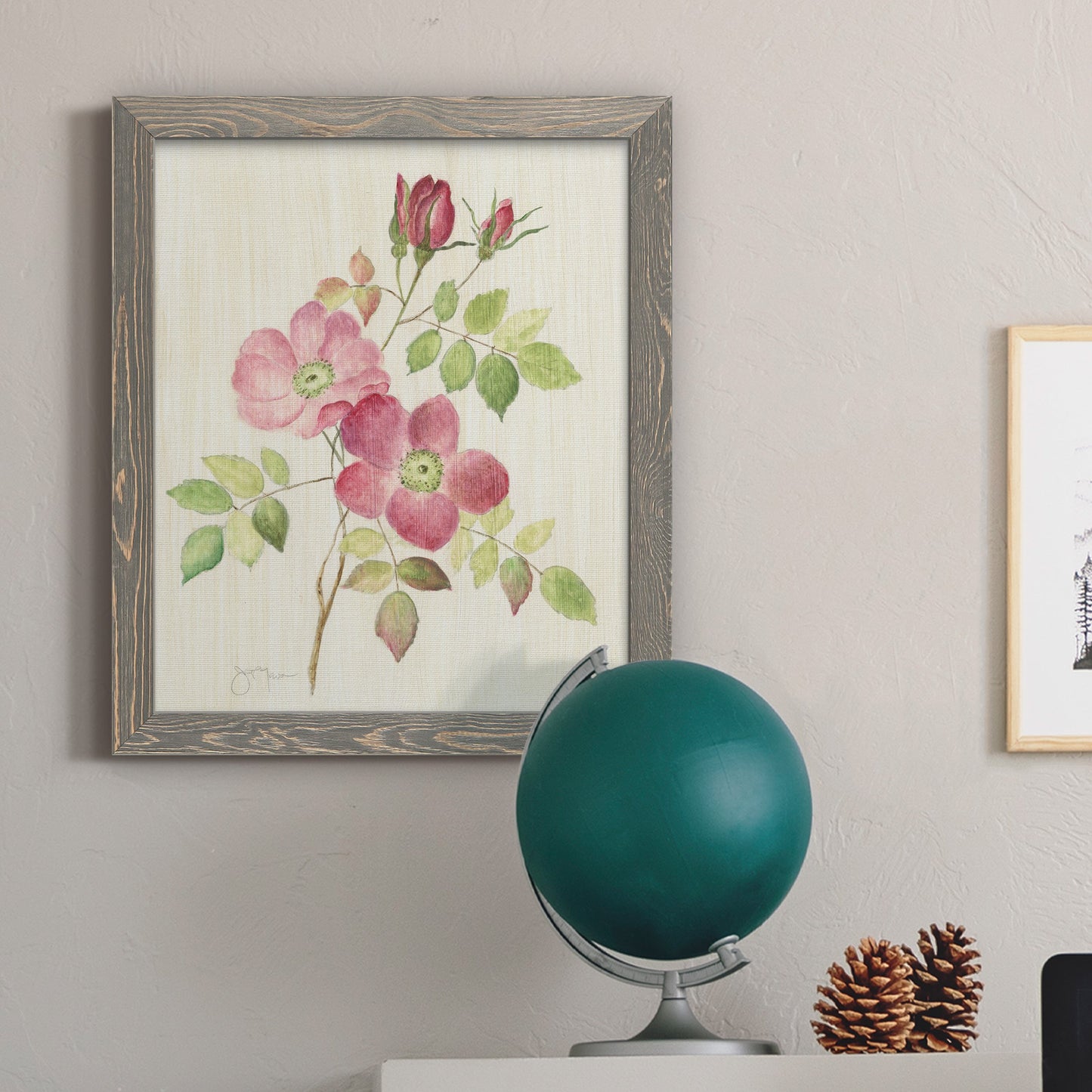 Dusty Rose I - Barnwood Framed Canvas Print