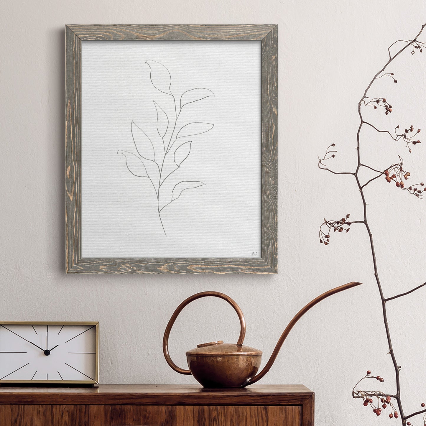 Botanical Gesture VI - Barnwood Framed Canvas Print