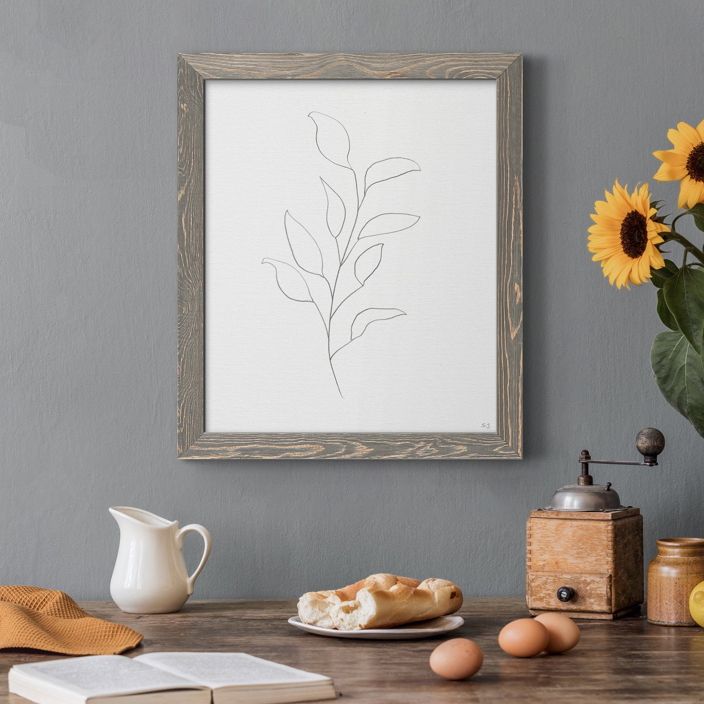 Botanical Gesture VI - Barnwood Framed Canvas Print