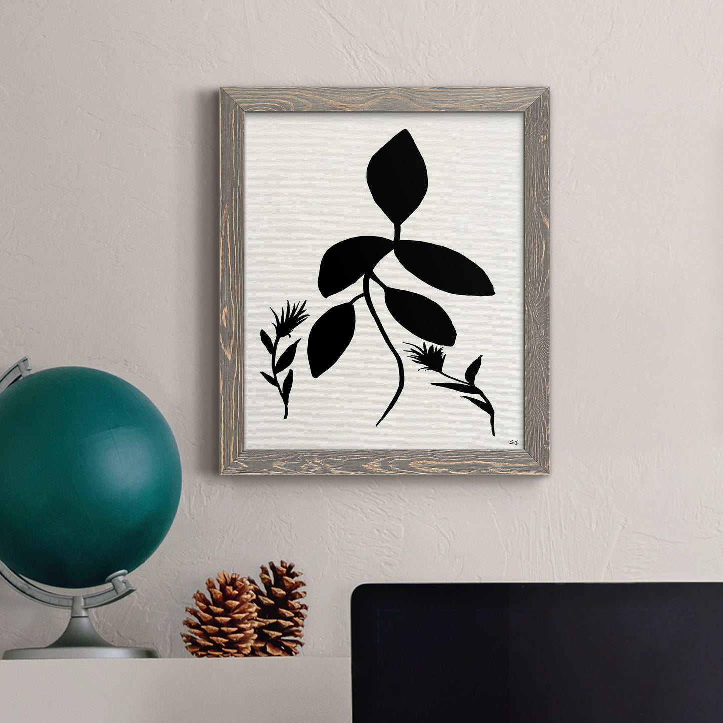 Silhouette Garden I - Barnwood Framed Canvas Print