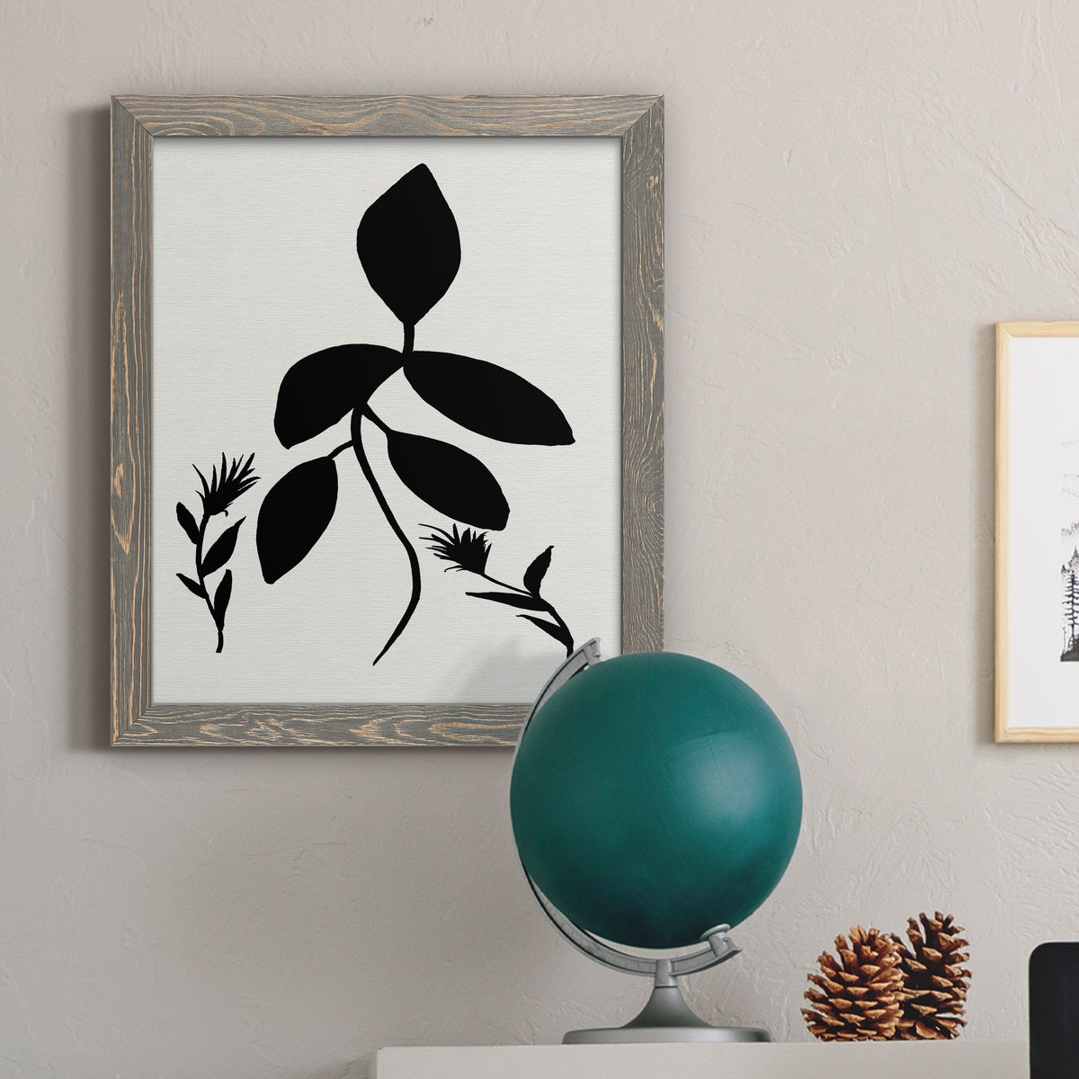 Silhouette Garden I - Barnwood Framed Canvas Print
