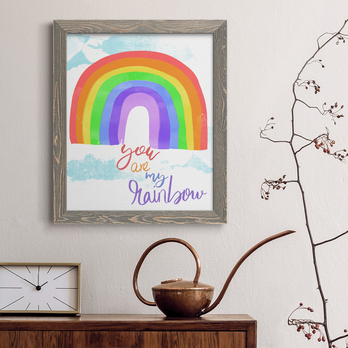 You Are My Rainbow - Barnwood Framed Canvas Print