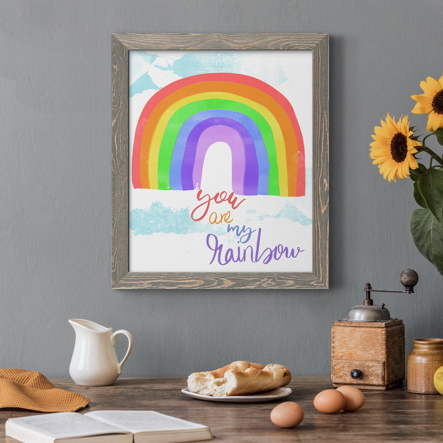 You Are My Rainbow - Barnwood Framed Canvas Print