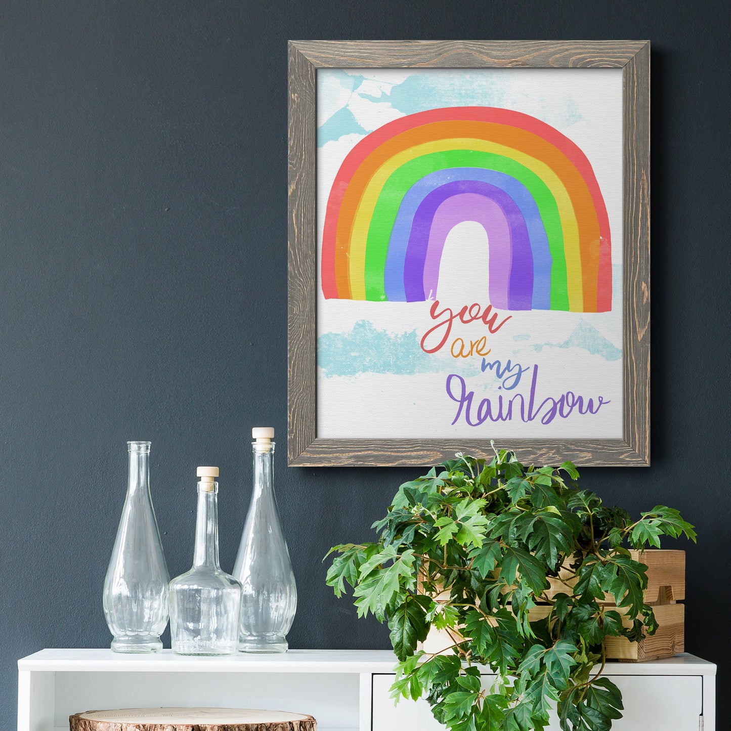 You Are My Rainbow - Barnwood Framed Canvas Print