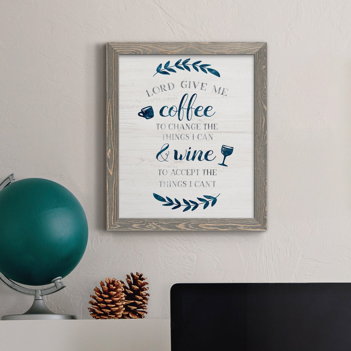 Coffee & Wine - Barnwood Framed Canvas Print