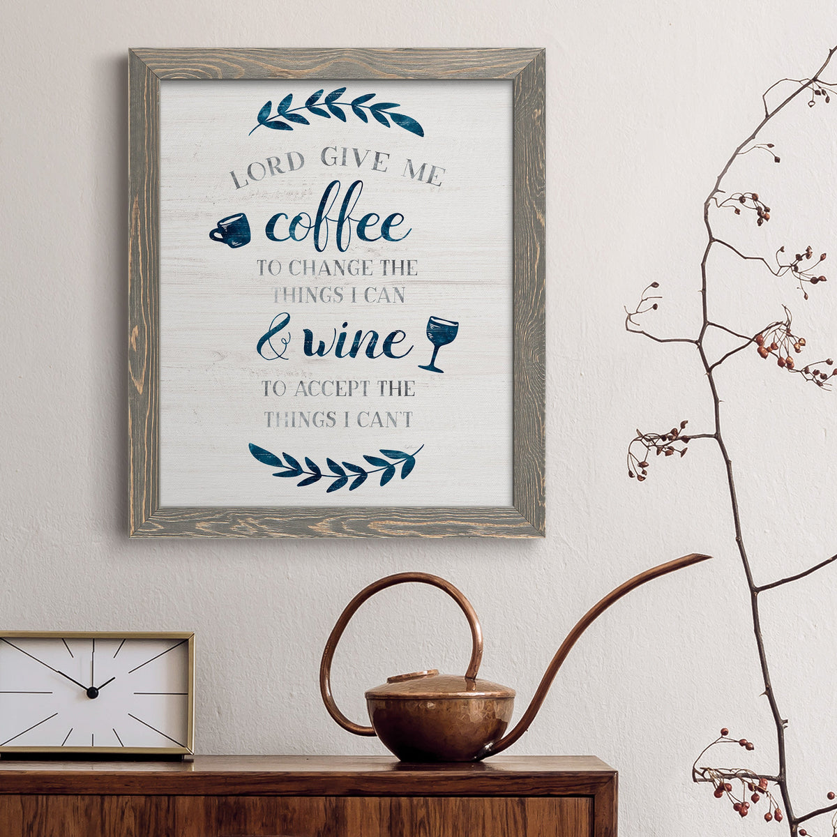 Coffee & Wine - Barnwood Framed Canvas Print