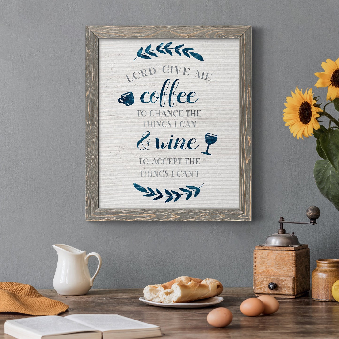 Coffee & Wine - Barnwood Framed Canvas Print