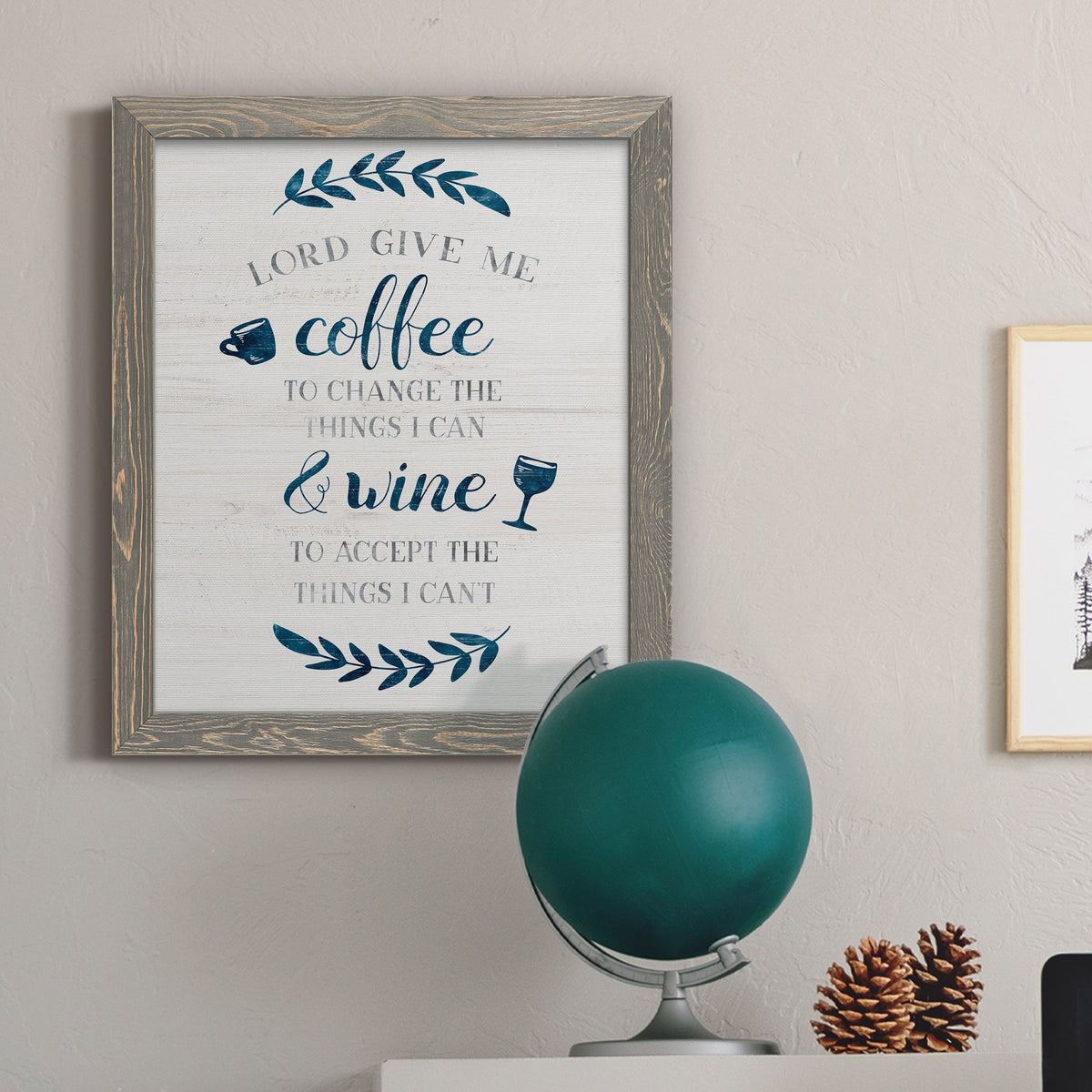 Coffee & Wine - Barnwood Framed Canvas Print