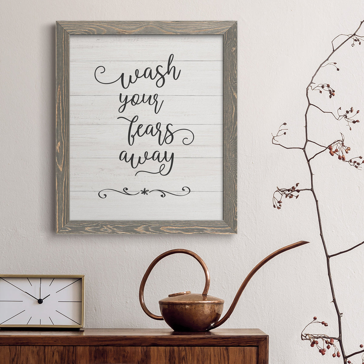 Wash Fears - Barnwood Framed Canvas Print