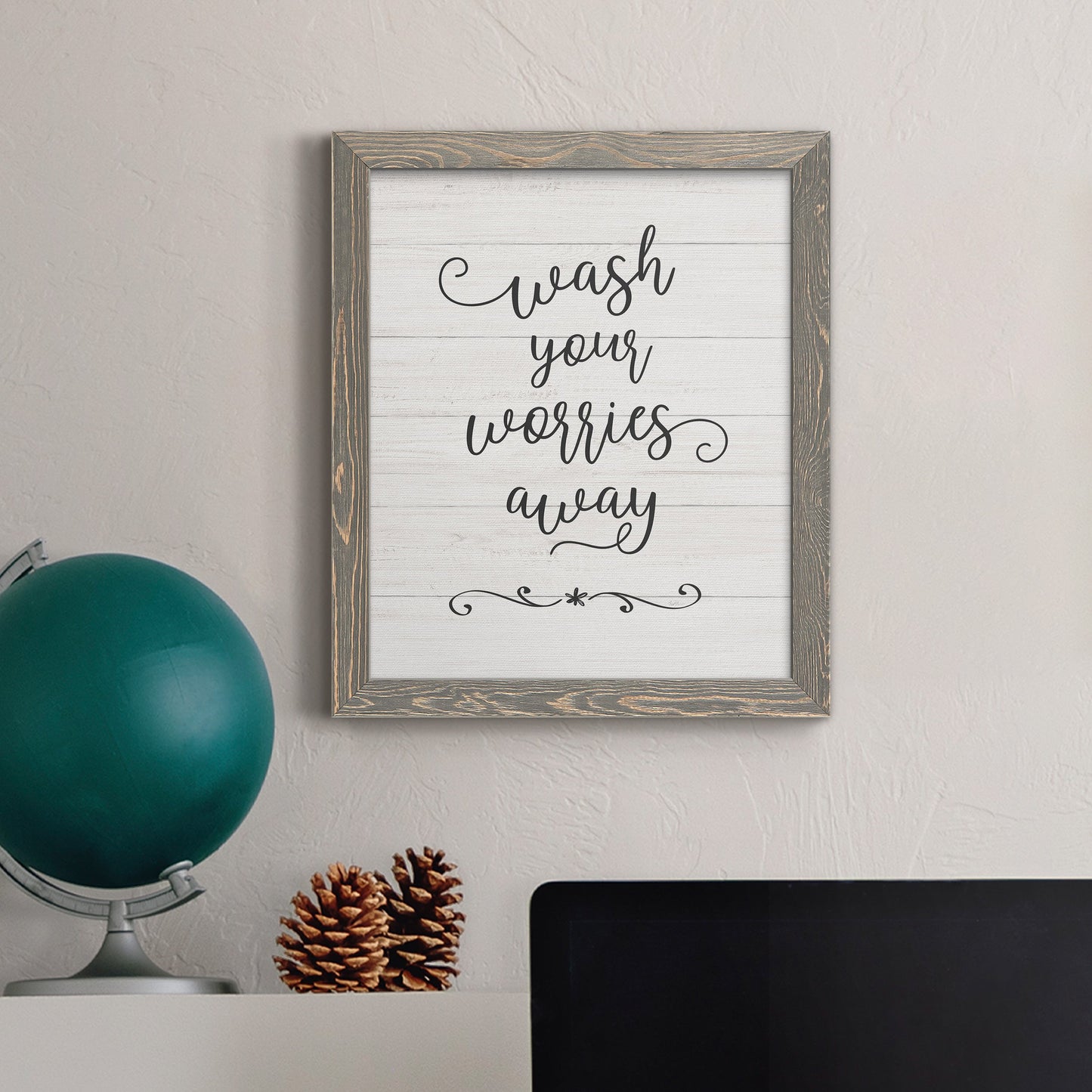 Wash Worries - Barnwood Framed Canvas Print