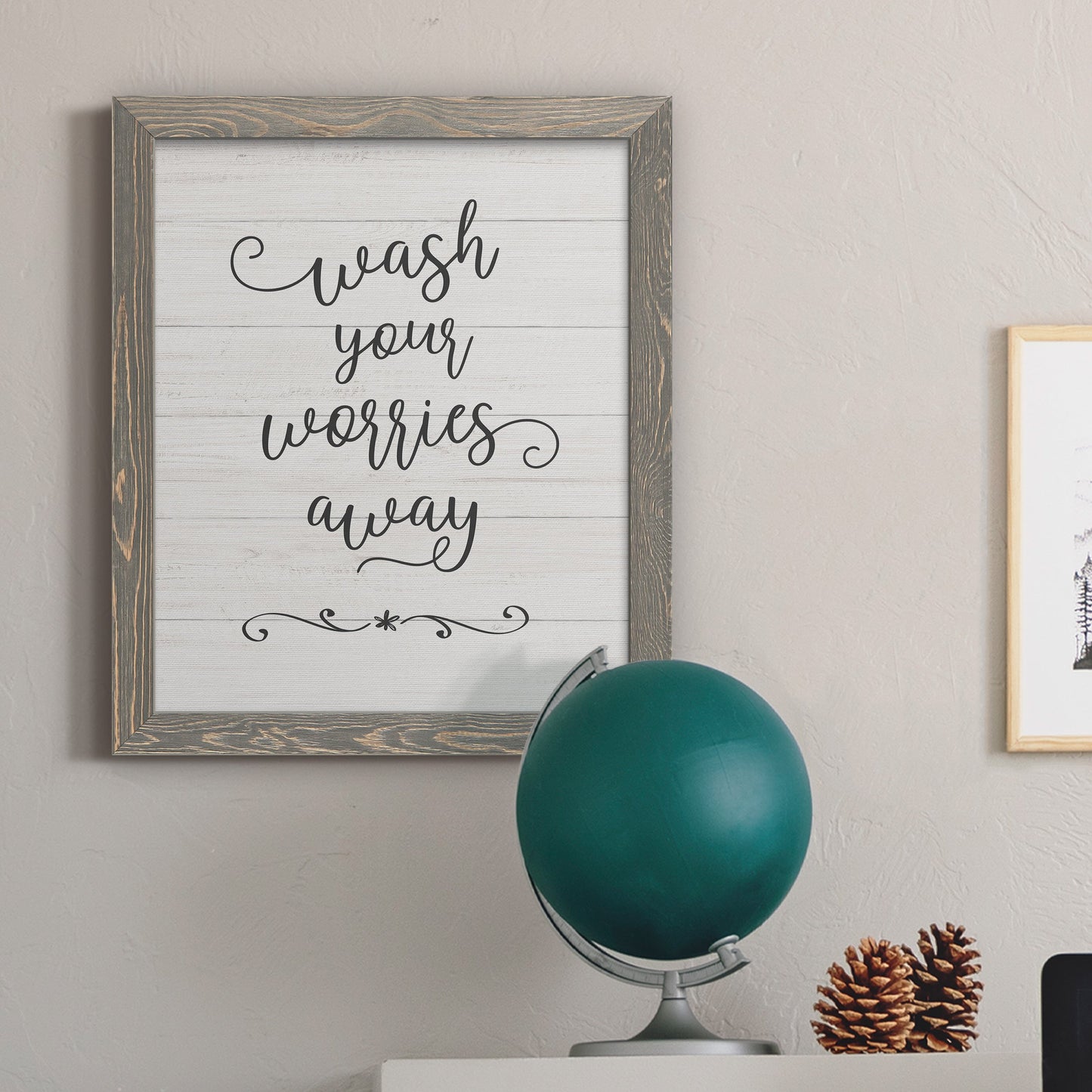 Wash Worries - Barnwood Framed Canvas Print