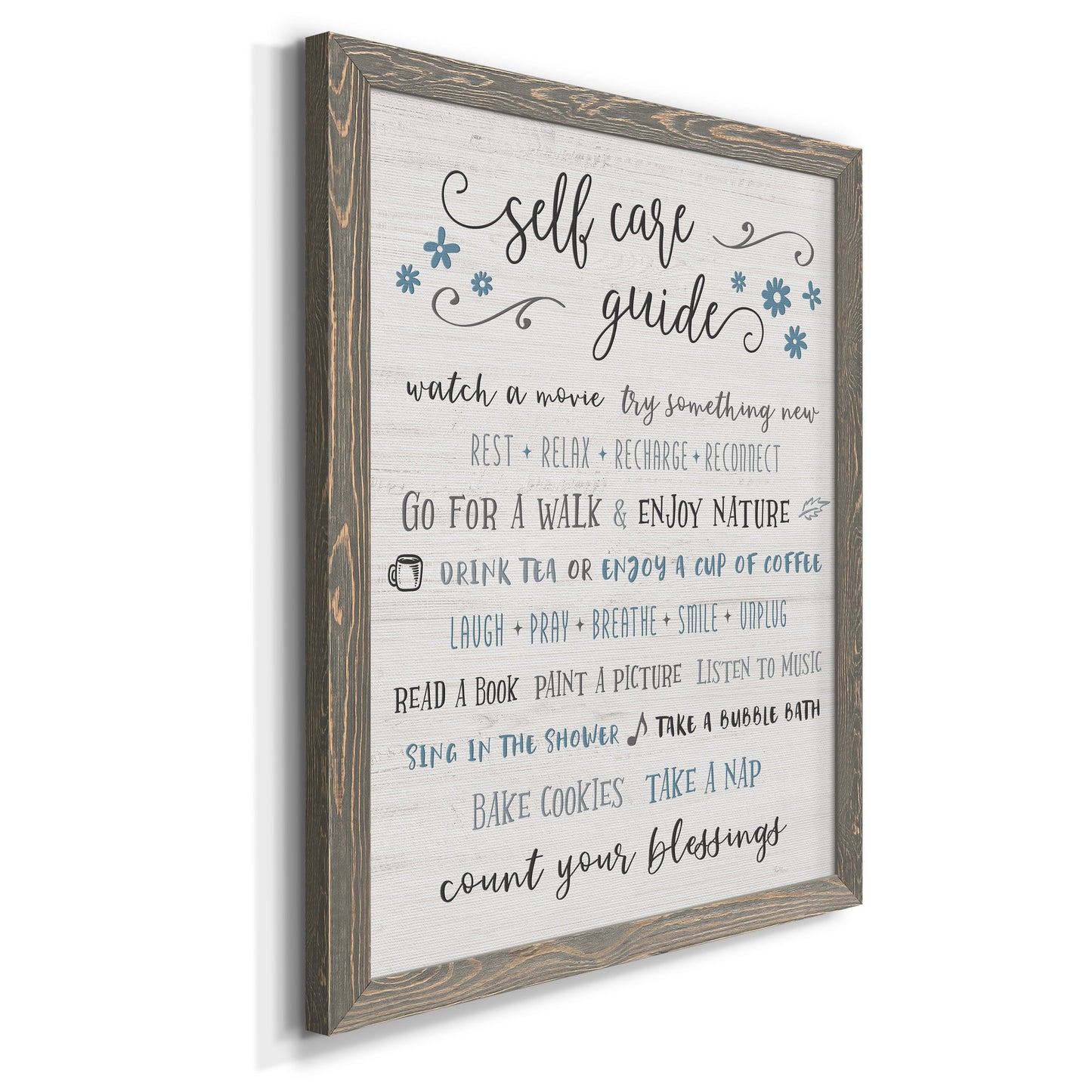 Guide to Self Care - Barnwood Framed Canvas Print