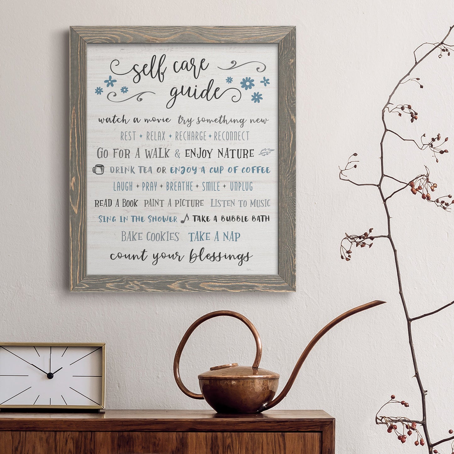 Guide to Self Care - Barnwood Framed Canvas Print