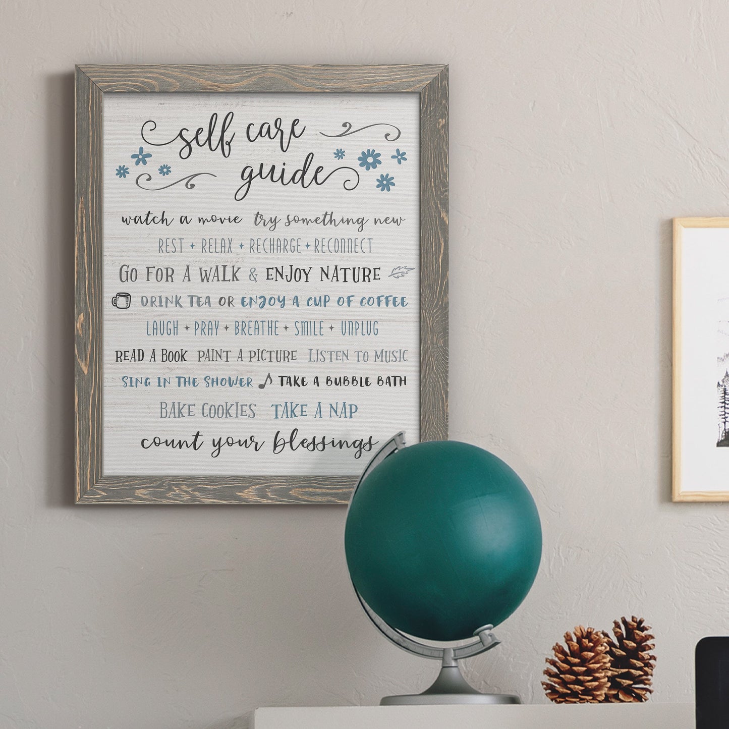 Guide to Self Care - Barnwood Framed Canvas Print