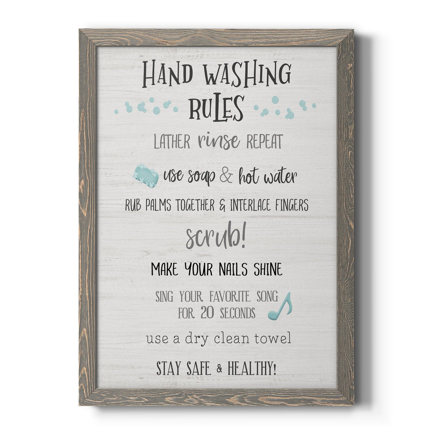 Stay Safe Rules - Barnwood Framed Canvas Print