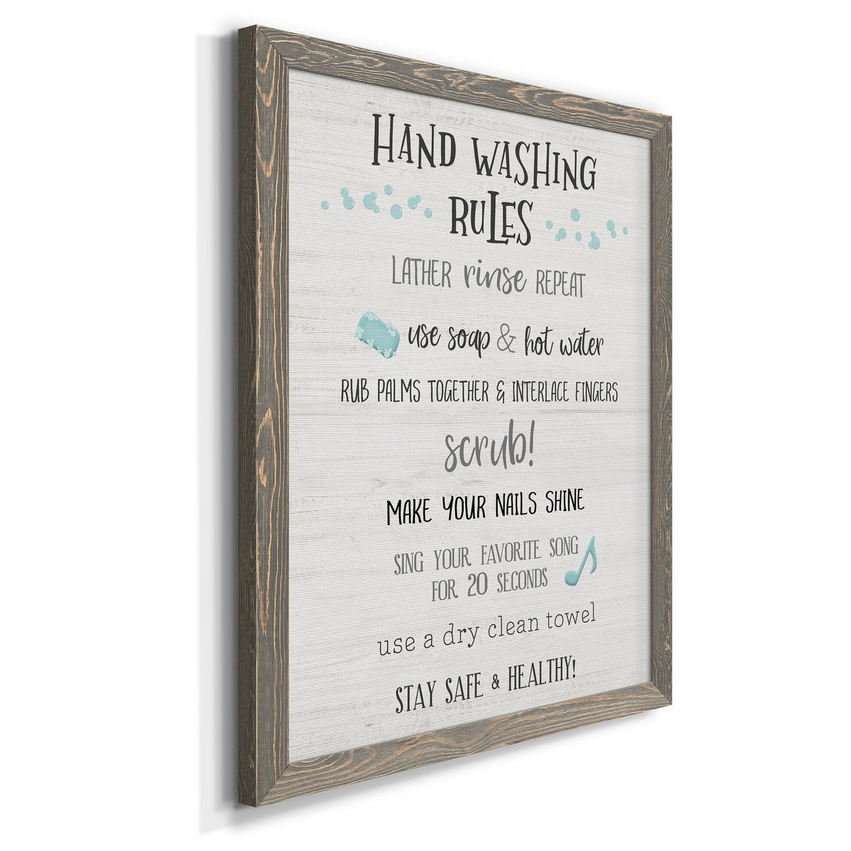 Stay Safe Rules - Barnwood Framed Canvas Print