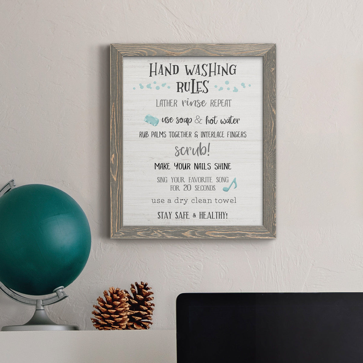 Stay Safe Rules - Barnwood Framed Canvas Print