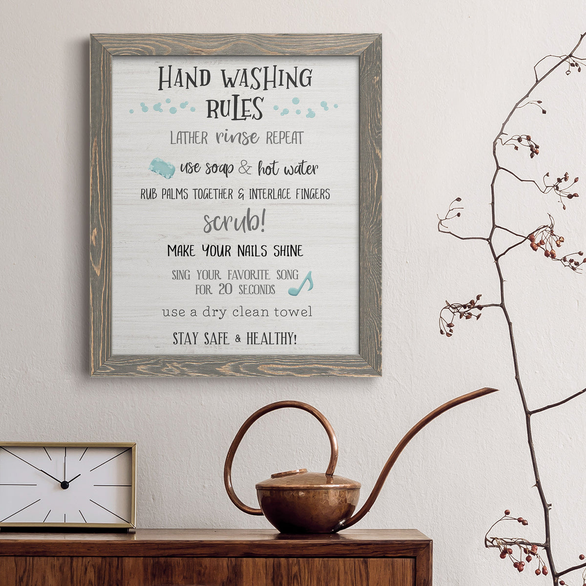 Stay Safe Rules - Barnwood Framed Canvas Print