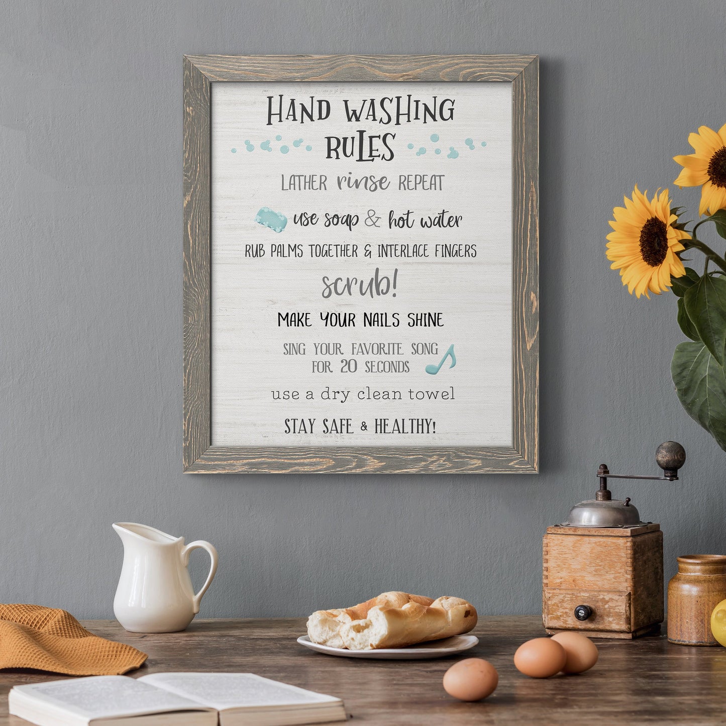 Stay Safe Rules - Barnwood Framed Canvas Print