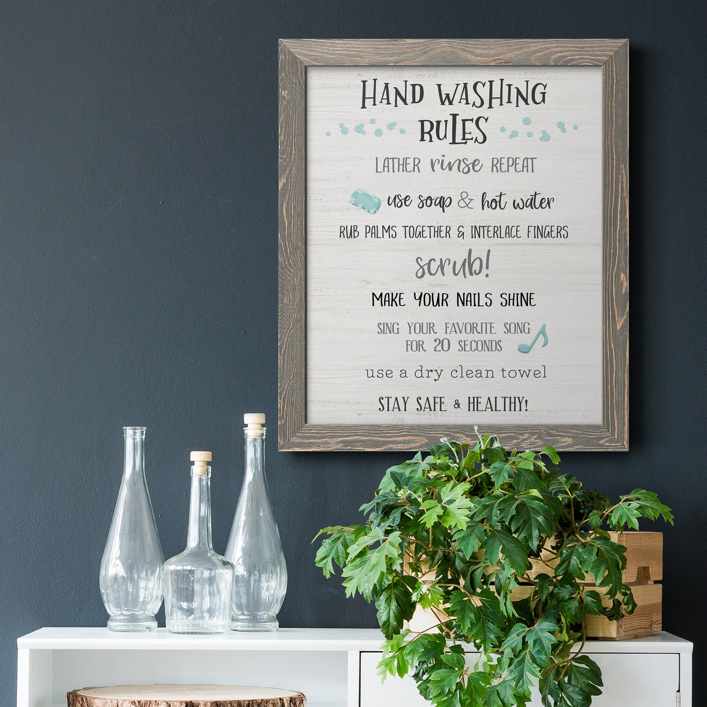 Stay Safe Rules - Barnwood Framed Canvas Print