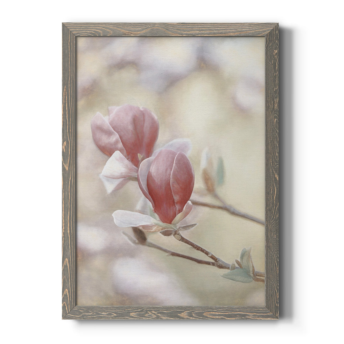 Blooming Hearts - Barnwood Framed Canvas Print