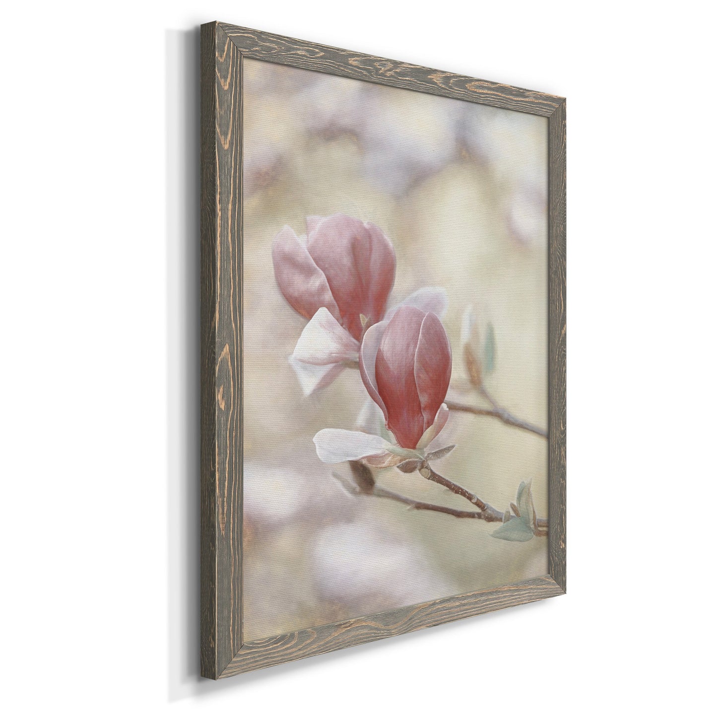 Blooming Hearts - Barnwood Framed Canvas Print