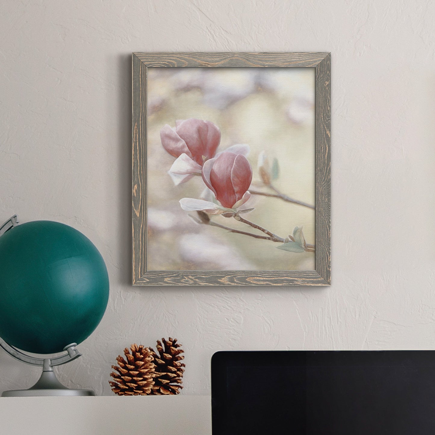 Blooming Hearts - Barnwood Framed Canvas Print