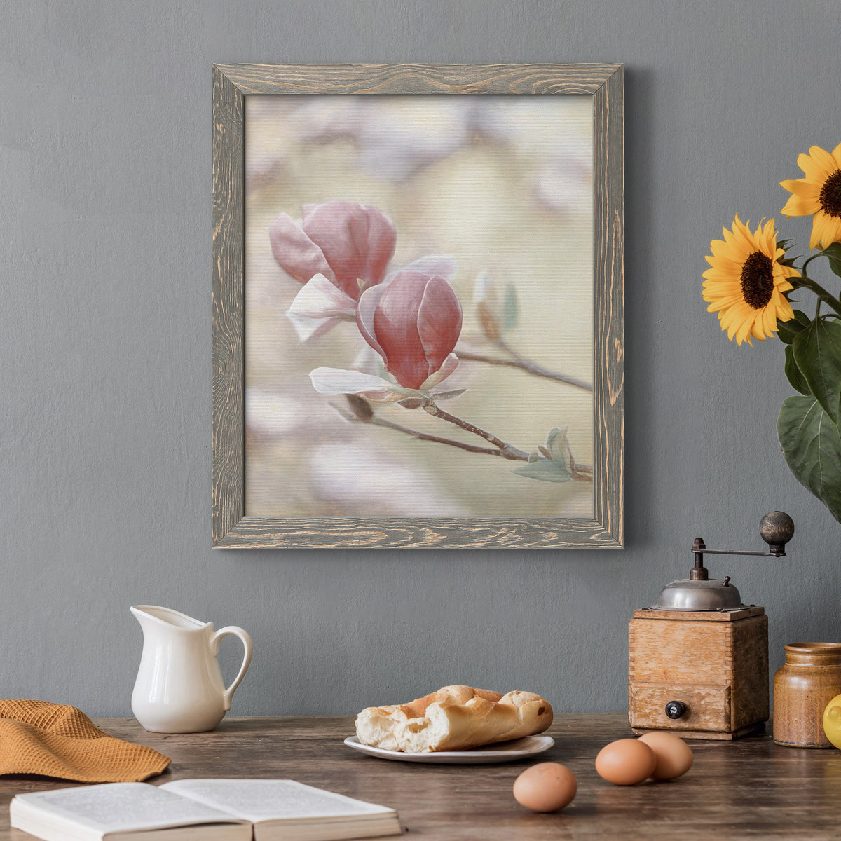 Blooming Hearts - Barnwood Framed Canvas Print