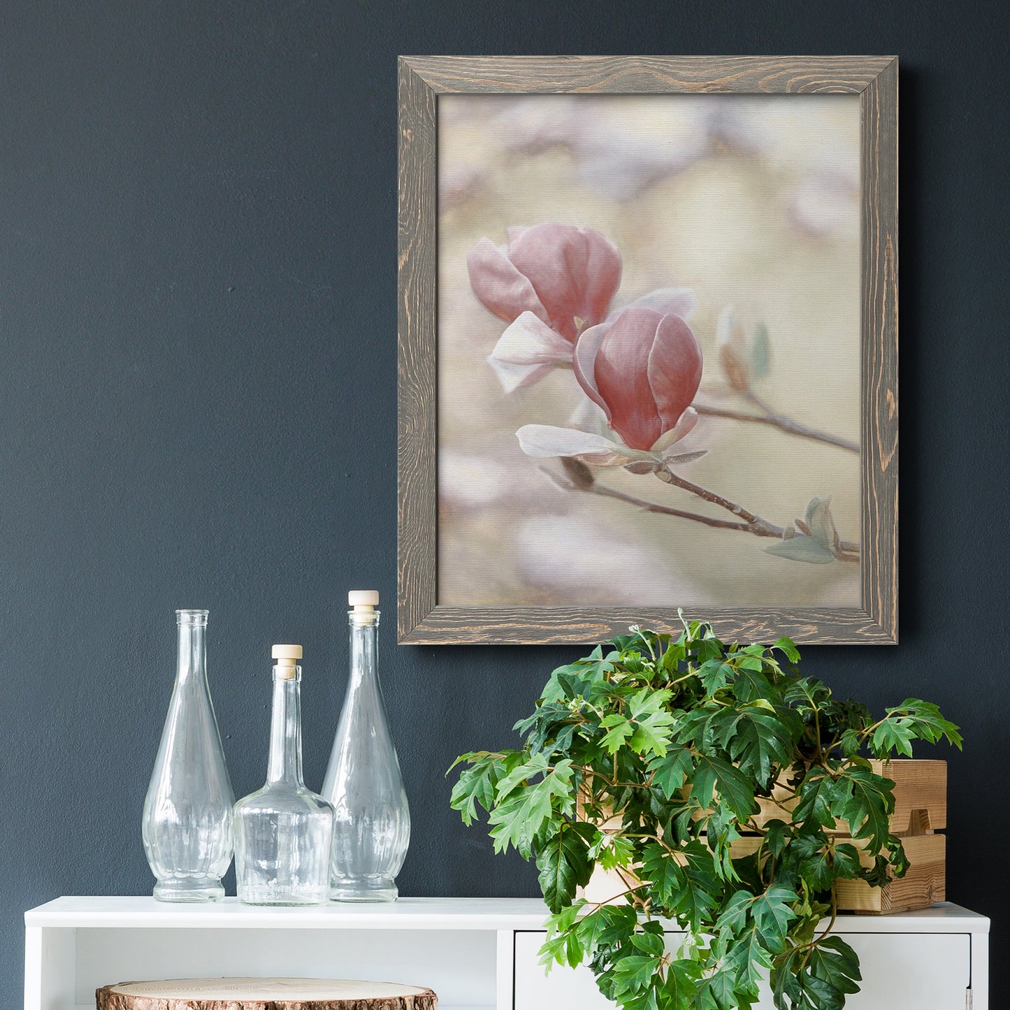 Blooming Hearts - Barnwood Framed Canvas Print